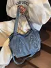Bolso Portátil de Gran Capacidad a la Moda Estilo Coreano para Viajes Diarios Mujer Nuevo 2025 Bolso de Hombro de Mezclilla Bolso Tote de Color Sólido