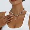 Collar con Colgante Irregular Geométrico de Corazón CCB Elegante de Gama Alta Europeo y Americano Gargantilla de Plata Joyería de Fiesta para Mujeres