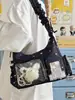 Bolsa Ita Estilo Japonés con Patrón de Estrellas para Mujer, Bolso de Hombro Transparente Patchwork de Gran Capacidad, Estilo Dulce para Niñas, Bolso Cruzado para Estudiantes de Secundaria