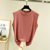 Camiseta sin mangas de modal ligera de verano con cuello redondo medio para mujer, camiseta básica sin mangas, top casual holgado
