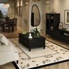 Alfombra Vintage estilo americano Sala de estar Avanzada Sofá Tapete de piso Mesa de centro Resistente a la suciedad Dormitorio Cabecera Manta Nueva Impermeable Lavable