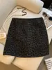 Saia Vintage de Luxo com Estampa de Leopardo para Mulheres, Nova Saia Curta Bodycon Cinza de Cintura Alta que Cobre o Quadril para Mulheres Baixinhas A14092