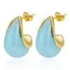 Brincos Coloridos em Forma de Gota da Moda Europeia e Americana Transfronteiriços Aço Inoxidável Cor Duradoura Brincos de Resina Versáteis Acessórios de Orelha para Primavera e Verão