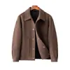 Nuevo Abrigo de Lana y Cachemira Doble Cara para Hombre Invierno 2025, Chaqueta Gruesa Versátil Casual en Color Café
