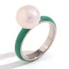 Moda Europeia e Americana Design Simples Popular Joia de Anel Aço Inoxidável Colorido Gotejamento de Óleo Anel de Contas Pão Cozido no Vapor para Mulheres