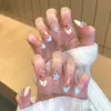 Uñas Hechas a Mano, Lunares de Cachorro Pintados a Mano, Chica Dulce Francés Estrella Moño Dibujo Animado Ins Suave Rubor Manicura