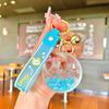 Llavero creativo de dibujos animados luminoso con cabeza de Mickey y botella de arenas movedizas con líquido de aceite, cuentas de burbujas y botella de deriva