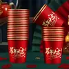 Vaso de Papel 2026 Año del Caballo con Foil Dorado, Vaso Rojo Doméstico para Agua, Modelo Festivo Espeso Nuevo, Vaso Desechable de Año Nuevo para Celebrar el Festival de Primavera