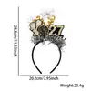 2027 Diadema de Feliz Año Nuevo Nochevieja Fiesta Temática Negra y Dorada Accesorios Coloridos para el Cabello Diadema Estrella Copa de Vino Diadema con Letra