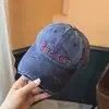 Novo Boné de Sarja Lavada com Aba Reta Boné de Pato Versátil Casual Bordado Boné de Beisebol Estilo Rasgado Chapéu Tendência Proteção Solar Americana