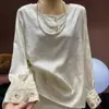 Camiseta interior juvenil estilo chino nuevo para mujer, nuevo modelo Primavera 2026, top jacquard de manga larga con cuello redondo único y súper elegante