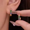 Pendientes de Acero Inoxidable con Hebilla en Forma de U y Filas de Diamantes, de Ensueño y Exquisitos, Pendientes de Circonio de Alta Calidad y Modernos en Múltiples Tamaños para Mujer
