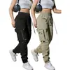 2026 Primavera Outono Feminino Tendência Versátil Bolso 3D Zíper Esportivo Cargo Calça de Barra Elástica Reta Atacado