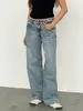 [Jeans Transfronterizos Personalizados] Los Jeans Casuales Rectos Rasgados Más Populares de Xintang, Guangzhou para Mujer Personalización