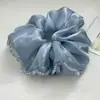 Goma para el pelo de Cristal Verde Menta con Malla y un Toque Elegante, Scrunchie Accesorio para el Cabello, Banda Elástica Elegante para Mujeres