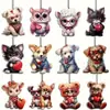 Adornos Colgantes de Madera Hechos a Mano con Patrón de Animales para el Día de San Valentín, 12 Piezas Transfronterizas, Colgante para Regalo de Navidad y San Valentín