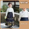 Conjunto de Dos Piezas Hanfu Antiguo para Niños Pequeños, Falda Ma Mian de Estilo Nacional y Top Cruzado, Tallas Mediana a Grande, Para Salidas Diarias, Atractivo