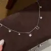 Colar Popular de Sol, Lua e Estrela da Xiaohongshu para Mulheres, Luxo Leve, Sensação Exquisita e de Alto Padrão, Pingente de Estrela e Lua, Corrente de Clavícula em Camadas