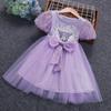 Vestido Popular Atacado de Princesa Kuromi para Crianças, Vestido Tutu Bordado para Crianças Pequenas, Roupa de Apresentação, Vestido de Tule de Verão