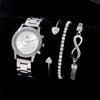 Reloj Explosivo Geneva falso de tres ojos con diamantes incrustados, reloj de pulsera de acero aleado, reloj de cuarzo Geneva para mujer, traje