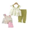 Vestido estilo occidental para niña, pantalón de verano con lunares y falda de pastel dulce, vestido de tirantes para niña, nuevo conjunto de dos piezas