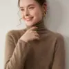 Suéter de Cachemir de una Sola Pieza Listo para Usar para Mujer, Cuello de Pelo Color Sólido Suéter Interior, Camiseta de Punto Holgada Adelgazante