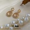 Brincos de letra com zircônia Agulha de Prata design retrô francês leve luxo alta qualidade brincos fábrica atacado personalizado Feminino