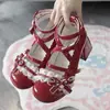 Primavera de 2026 Novos Sapatos Mary Jane de Bico Redondo Pequenos de Couro Estilo Lolita Laço Princesa Aumento de Altura Alongamento de Pernas Sapatilhas