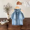 Ropa para Bebé, Conjunto de Verano de Mezclilla para Bebés Niñas, Delgado y Elegante, Atuendo de Verano de Moda para Bebés, Conjunto de Dos Piezas para Niños Pequeños