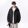 Cortavientos con capucha patchwork estilo retro de montaña para otoño e invierno, chaqueta casual de pareja de moda de corte holgado con forro polar para abrigarse