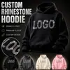 Sudadera con Logo de Pedrería Personalizado, Transferencia de Calor, Cristal, Perla, Diamante, Sin Cordón, Sudadera Pullover
