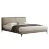 Cama de lujo ultradelgada de cuero estilo italiano minimalista moderno, una cama para dormitorio principal grande, una cama de bodas elegante, una cama doble con cabecero
