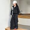 Traje Cargo para Niñas Otoño e Invierno 2025 Tallas Mediana y Grande Moda Infantil Moderno y Fresco Traje de Pantalón Cargo Deportivo Forrado de Polar