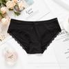 Calcinha de renda feminina roxa menina fresca sedosa cintura média sexy algodão japonês roupa íntima