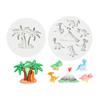 Decoración de Dinosaurio de Dibujos Animados, Palmera de Coco, Epoxi para Pastel Fondant, Chocolate, Molde de Silicona, Molde para Galletas de Horneado DIY
