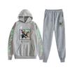 Traje deportivo informal con capucha y estampado de una pieza para hombre, ropa deportiva de dos piezas