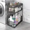 Estantería de almacenamiento junto a la lavadora, estantería de almacenamiento de varios niveles móvil de pie para baño y tocador, estantería de almacenamiento para detergente de lavandería para balcón