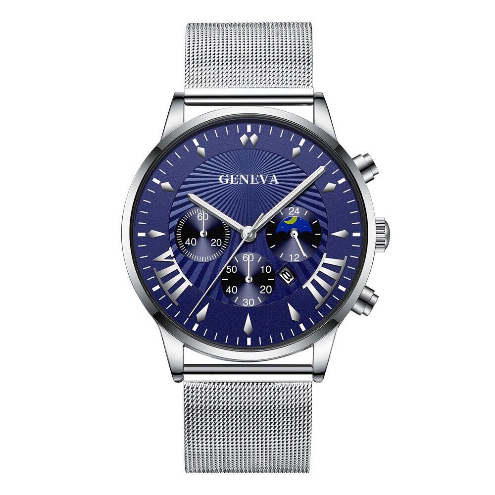 银色网带银壳蓝面银色刻度