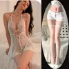 Camisón de encaje puramente sensual con copas para mujer, ropa de dormir sexy de alta gama con diseño calado, prenda de estar cómoda de una sola pieza
