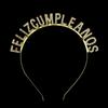 Feliz Cumpleaños Diadema de Letras de Diamantes Flash en Español Corona de Pastel de Cumpleaños Accesorios Divertidos para el Cabello Diadema de Festival