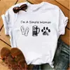 Blusas Femininas Transfronteiriças Patas de Animal Coração Dropshipping Letras Moda Retrô Camiseta Feminina Manga Curta