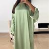 Vestido casual soltinho de cor sólida com gola redonda, tamanho plus size, popular nas vendas transfronteiriças da Amazon Europa e América, novidade Outono 2024