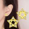 Fábrica de Origen Pendientes de Estrella de Cinco Puntas Completamente Incrustados de Circonita Listos para la Venta al por Mayor Joyería de Cobre Micro-Incrustada Estilo Dama Elegante Cien Torres
