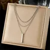 Colar de Aço Inoxidável Banhado a Ouro Dupla Camada com Pingente Coração Cruz Amor Sol Folha Estilo Europeu e Americano Transfronteiriço