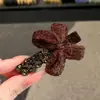 Grampo de Cabelo em Forma de Laço de Lã, Suave, Delicado e Doce, com Strass Brilhantes, Presilha Bico de Pato, Presilha para Franja Lateral, Pente de Cabelo, Acessório de Cabelo