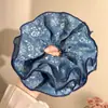Elástico de Cabelo Azul Floral Retro Coreano para Mulheres, Novo Elástico de Cabelo Oversized de Alta Qualidade 2025, Elástico de Cabelo Personalizado
