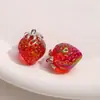 Colgante Encanto de Fresa Acrílica Tricolor Electrochapada Accesorios para Llavero Pegatina Colgante Hecho a Mano para DIY