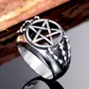 Joyería para Exportación al por Mayor Anillo de Garra para Hombre Audaz Estilo Retro Europeo y Americano Anillo de Estrella de Cinco Puntas de Acero Inoxidable