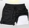 Shorts de doble capa estampados en 2D transfronterizos para hombre, de verano, talla europea, para fitness, deportes, entrenamiento, secado rápido, jogging, malla