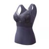 806 Ropa Interior Térmica para Mujer Terciopelo Autocalentable Espesor Interior Encaje Sujetador Ropa de Otoño Camiseta Base Chaleco Térmico para Mujer